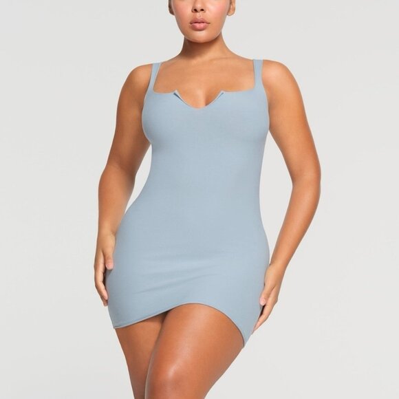 SKIMS Limited Edition Raw Edge Intimates Dress | 4X |  Denim - Picture 1 of 6